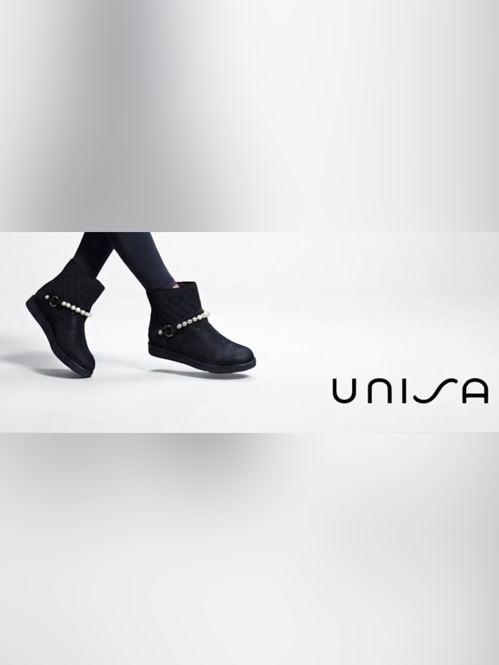 New in box Unisa designer black boots with pearl accents sz 8.5